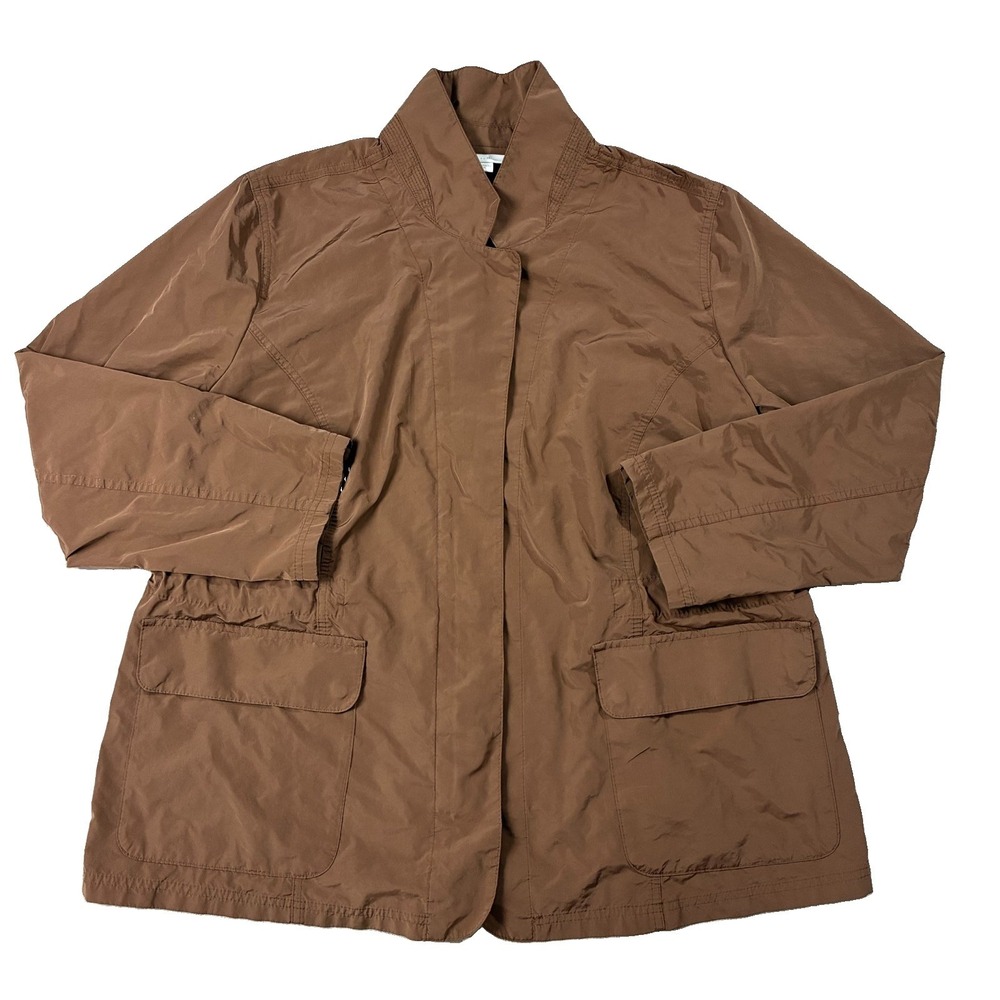 J Jill Lightweight Windbreaker Full Zip Jacket Brown Women XL Earthly Minimalist